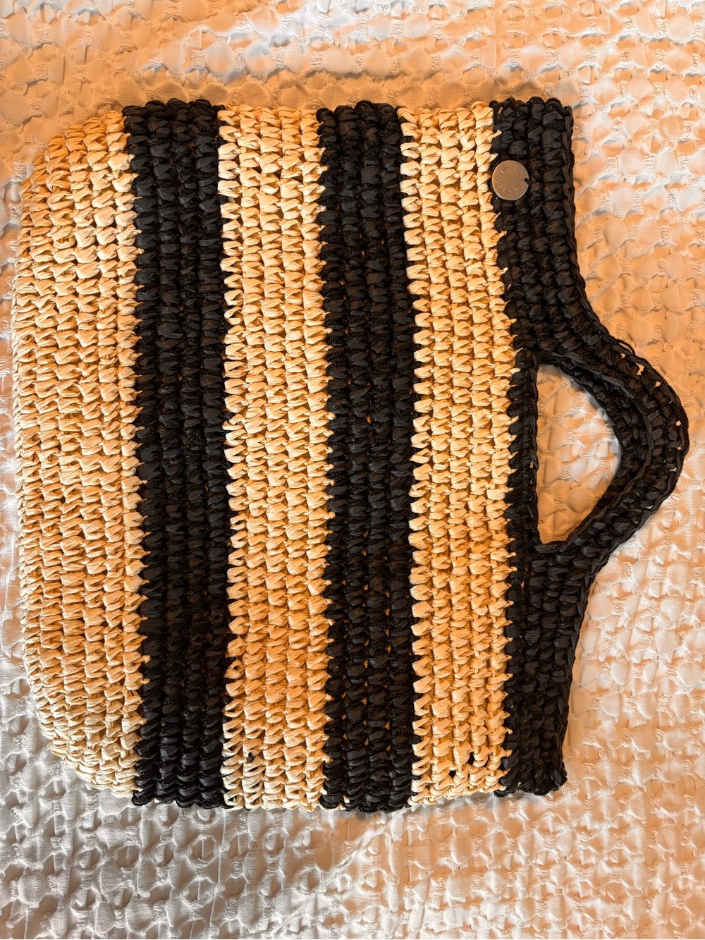 Mersea Woven style Stripe Handheld Tote Bag